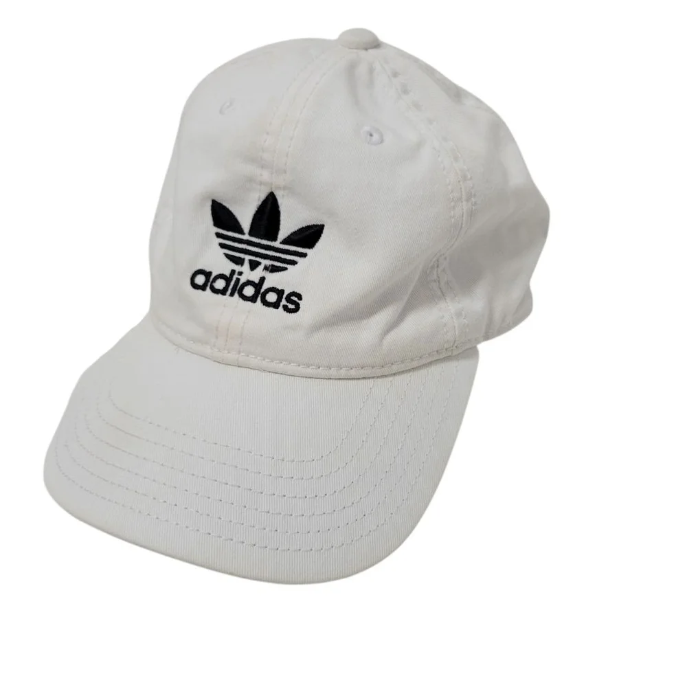 Adidas Baseball Hat Cap White One Size Embroidered Logo Excellent Condition